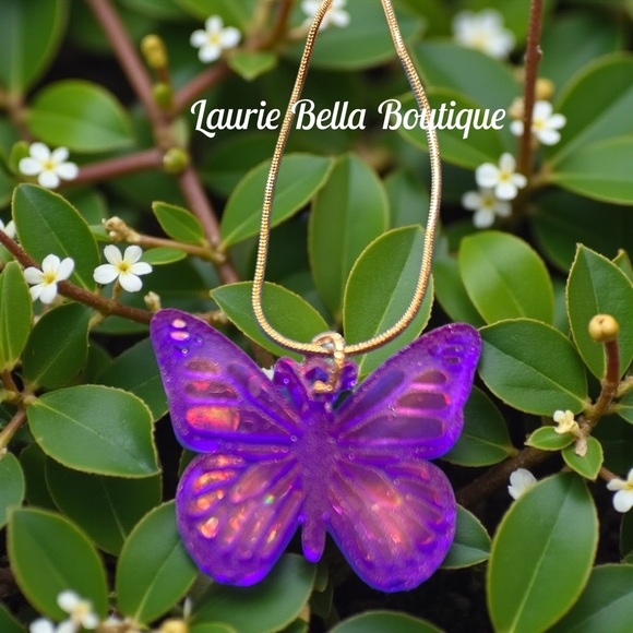Purple Butterfly Necklace - Picture 2 of 4